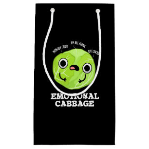 Emotional Cabbage Funny Veggie Pun Dark BG Small Gift Bag