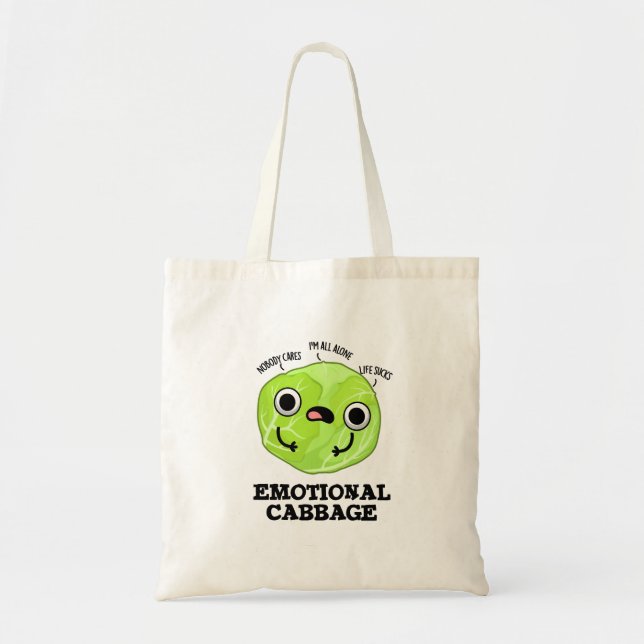Emotional Cabbage Funny Veggie Pun Tote Bag (Front)