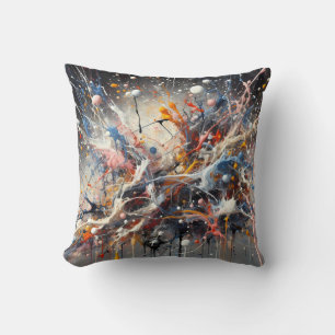 Emotional Colour Splash – Abstract Expressionist P Cushion