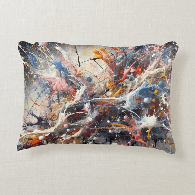 Emotional Colour Splash – Abstract Expressionist P Decorative Cushion (Back)