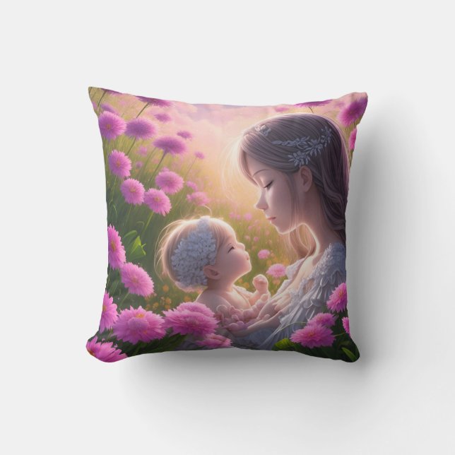 Emotional connection between a baby and a woman cushion (Front)