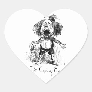 Emotional Crying Boy Funny Vintage Cartoon Drawing Heart Sticker