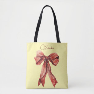 Emotional Encouraging Message Red Bow Tote Bag