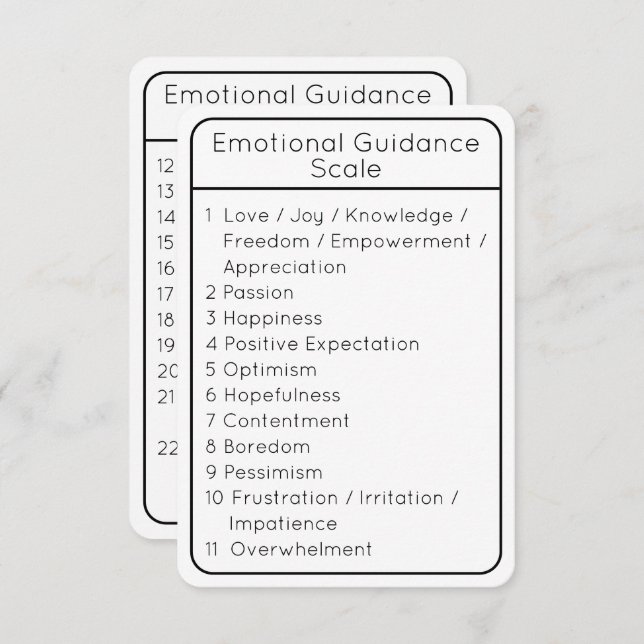 Emotional Guidance Scale White Two Sided Card (Front/Back)