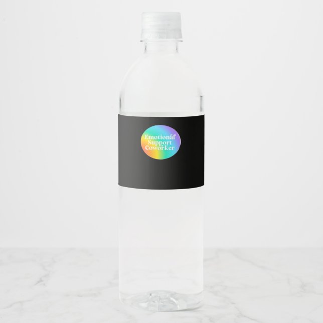 Emotional Help Coworker  Funny Water Bottle Label (Front)