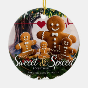 Emotional Luxury Gingerbread Family Heartbeat  Ceramic Tree Decoration