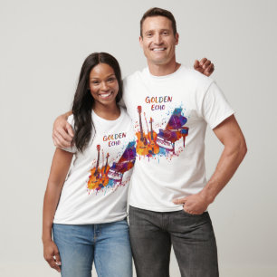 Emotional Music Quote – Watercolor Guitar, Violin  T-Shirt