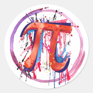 Emotional Pi, Action Painting Art Classic Round Sticker