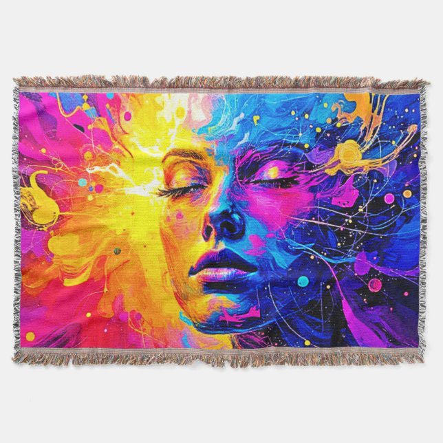 Emotional Radiance Portrait Throw Blanket (Front)