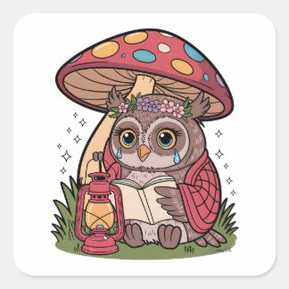 Emotional Reading Owl Sticker – Cosy Cottagecore