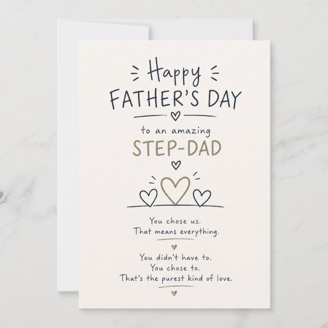 Emotional Step Dad Father’s Day Flat Card (Front)