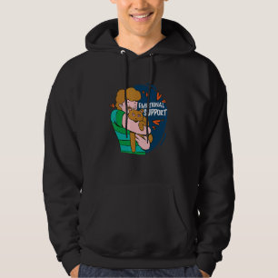 Emotional support a boy hugging a cat animal owner hoodie