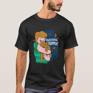 Emotional support a boy hugging a cat animal owner T-Shirt
