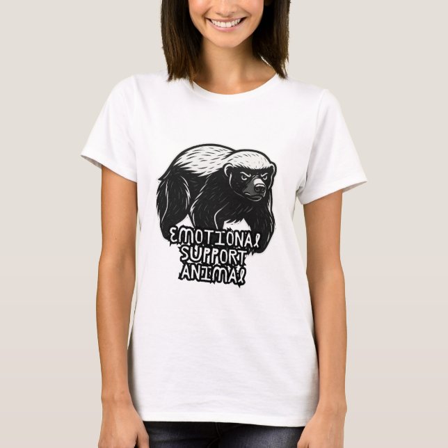 Emotional Support Animal Angry Honey Badger Funny T-Shirt (Front)