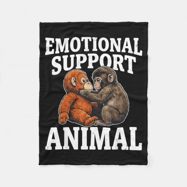 Emotional support animal cute punch monkey plush fleece blanket (Front)