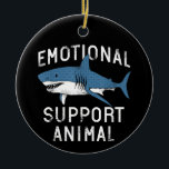 Emotional Support Animal Funny Scary Shark Pun Hum Ceramic Tree Decoration<br><div class="desc">Discover the perfect blend of creativity and functionality with this unique, made-to-order product — designed to match your personal style and make a statement. Whether you're shopping for yourself or searching for a meaningful gift, this custom-designed item is sure to impress. Crafted with high-quality materials and printed with precision, every...</div>