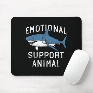 Emotional Support Animal Funny Scary Shark Pun Hum Mouse Mat