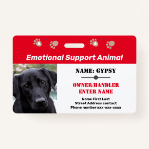 Emotional Support Animal ID One Photo Option ID Badge