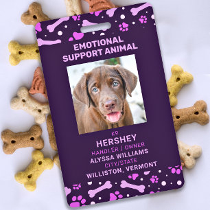 Emotional Support Animal ID Service Pet Dog Photo ID Badge