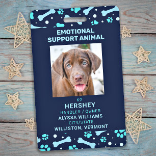 Emotional Support Animal Service Pet Dog Photo ID ID Badge