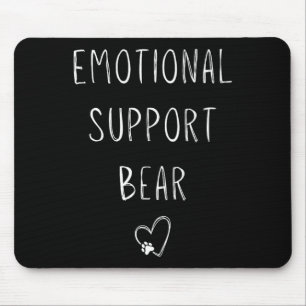 Emotional Support Bear! Heart Paw Print Wrap Hugs Mouse Mat