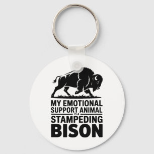 Emotional Support Bison Funny Adhd Anxiety Mental Key Ring