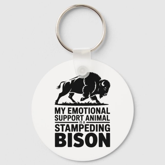 Emotional Support Bison Funny Adhd Anxiety Mental  Key Ring (Front)