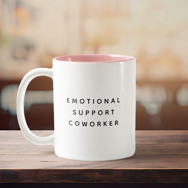 Emotional Support Coworker Funny Cute Trendy Quote Two-Tone Coffee Mug (Creator Uploaded)