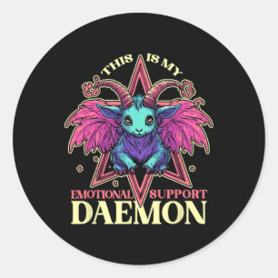 Emotional Support Demon With Cute Goat Daemon Hall Classic Round Sticker