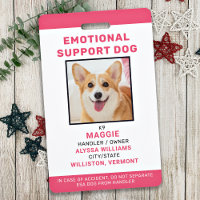 Emotional Support Dog ID Personalised Pet Photo