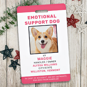 Emotional Support Dog ID Personalised Pet Photo Badge