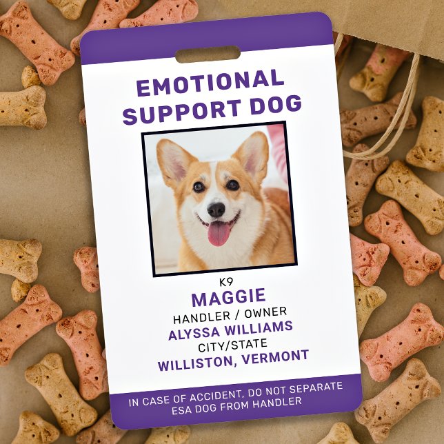 Emotional Support Dog Personalised Pet Photo ID ID Badge (Creator Uploaded)