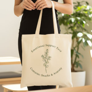 Emotional Support Funny Sage Green Mental Health Tote Bag