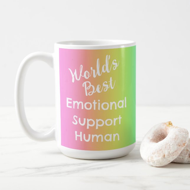 Emotional Support Human Award Rainbow Coffee Mug (With Donut)