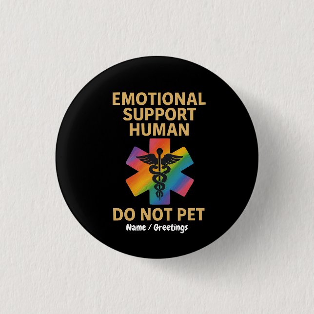 Emotional Support Human Do Not Pet Funny Halloween 3 Cm Round Badge (Front)