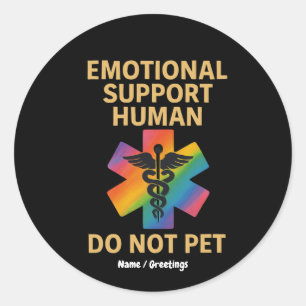 Emotional Support Human Do Not Pet Funny Halloween Classic Round Sticker