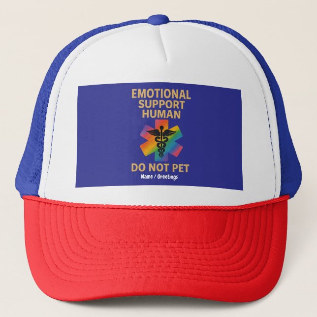 Emotional Support Human Do Not Pet Funny Halloween Trucker Hat (Front)