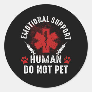 Emotional Support Human Do Not Pet Service Dog Lov Classic Round Sticker