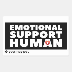 Emotional Support Human w heart & paw print Rectangular Sticker