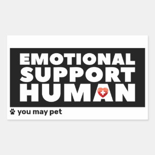 Emotional Support Human w heart & paw print Rectangular Sticker