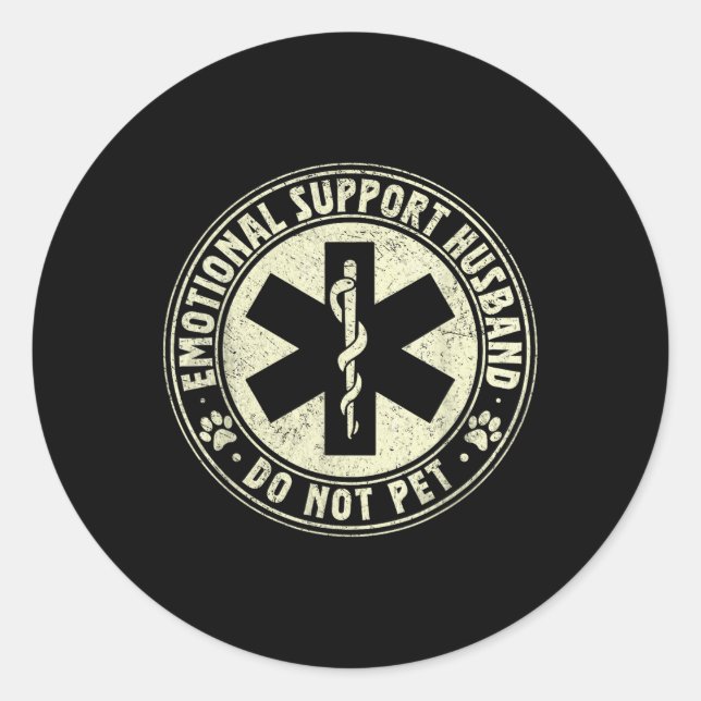 Emotional Support Husband Do Not Pet 2  Classic Round Sticker (Front)