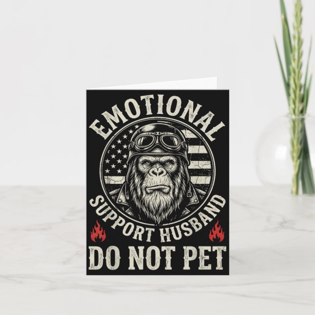 Emotional Support Husband Do Not Pet Funny Monkey Card (Front)