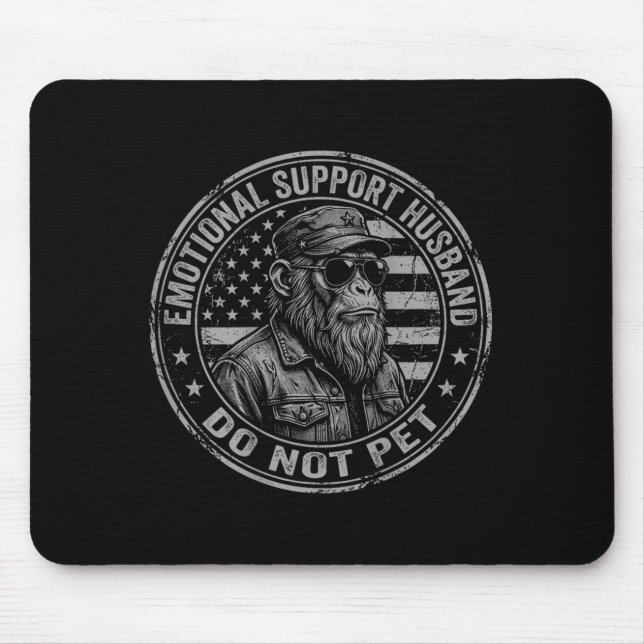 Emotional Support Husband Do Not Pet Funny Monkey Mouse Mat (Front)