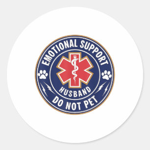Emotional Support Husband Do Not Pet Service Dog L Classic Round Sticker