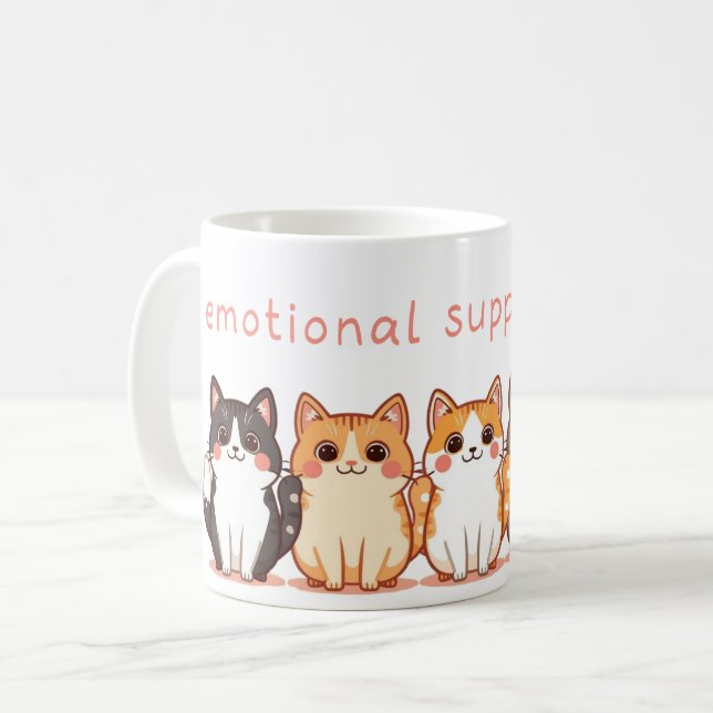 Emotional Support - Kawaii Cutie Kitties - Cat Mom Coffee Mug (Front Left)