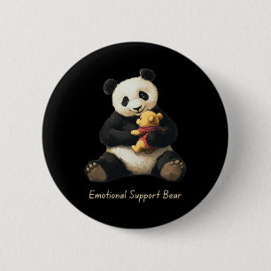 Emotional Support Panda Bear Holding A Cute Bear 6 Cm Round Badge