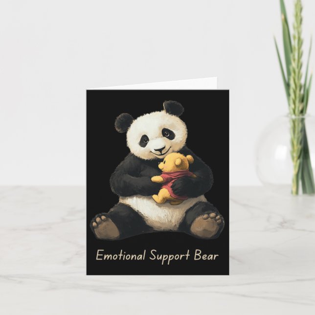Emotional Support Panda Bear Holding A Cute Bear  Card (Front)