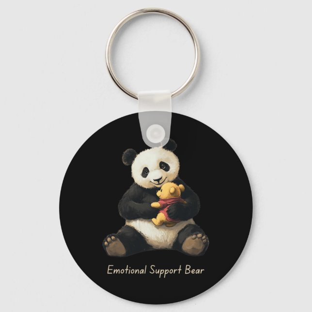 Emotional Support Panda Bear Holding A Cute Bear  Key Ring (Front)