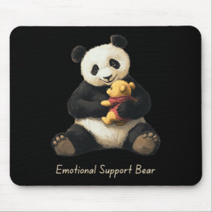 Emotional Support Panda Bear Holding A Cute Bear  Mouse Mat