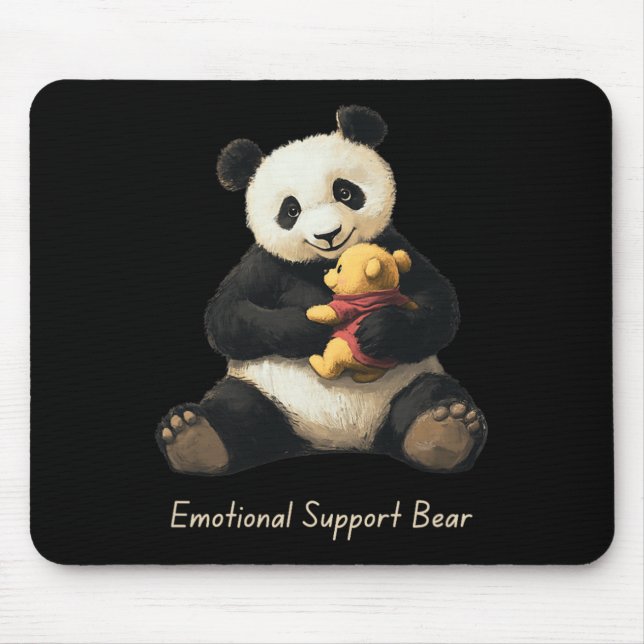 Emotional Support Panda Bear Holding A Cute Bear  Mouse Mat (Front)